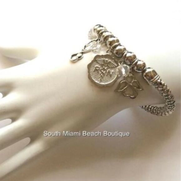 RN Caduceus Nursing Charm Bracelet Stethoscope - Picture 2 of 5